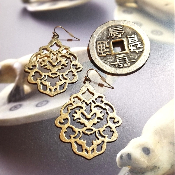 Vintage Jewelry - Vintage Asian Brass Jewelry Set